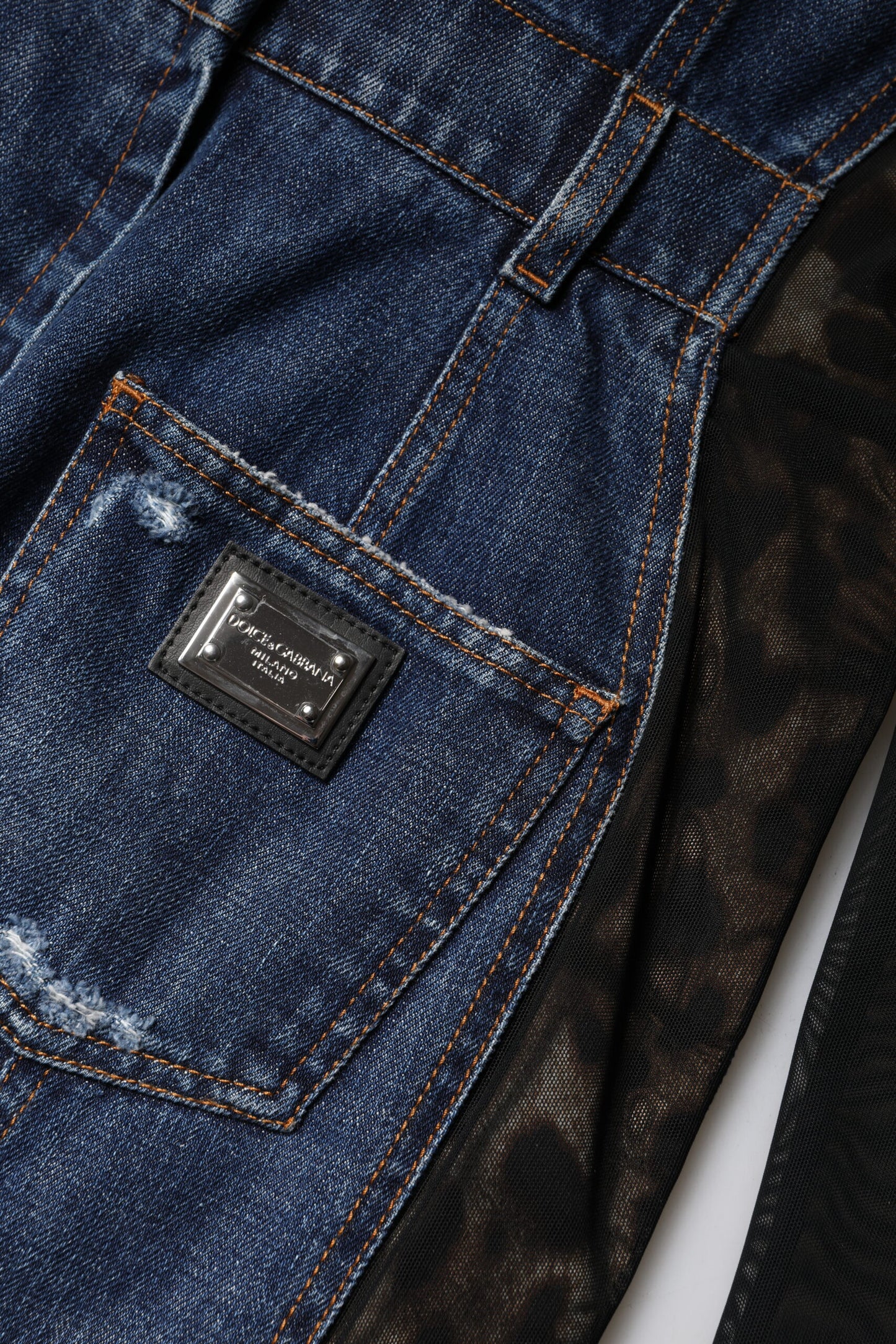 Dolce & Gabbana zwarte en blauwe denim minirok met lange mouwen