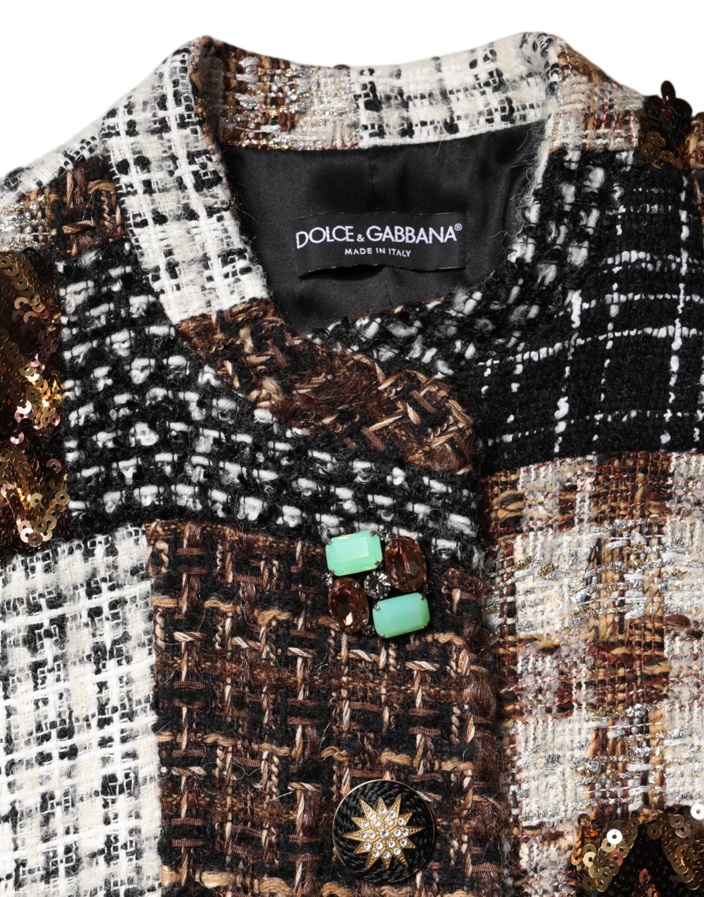 Dolce & Gabbana multicolor patchwork jas met knopen