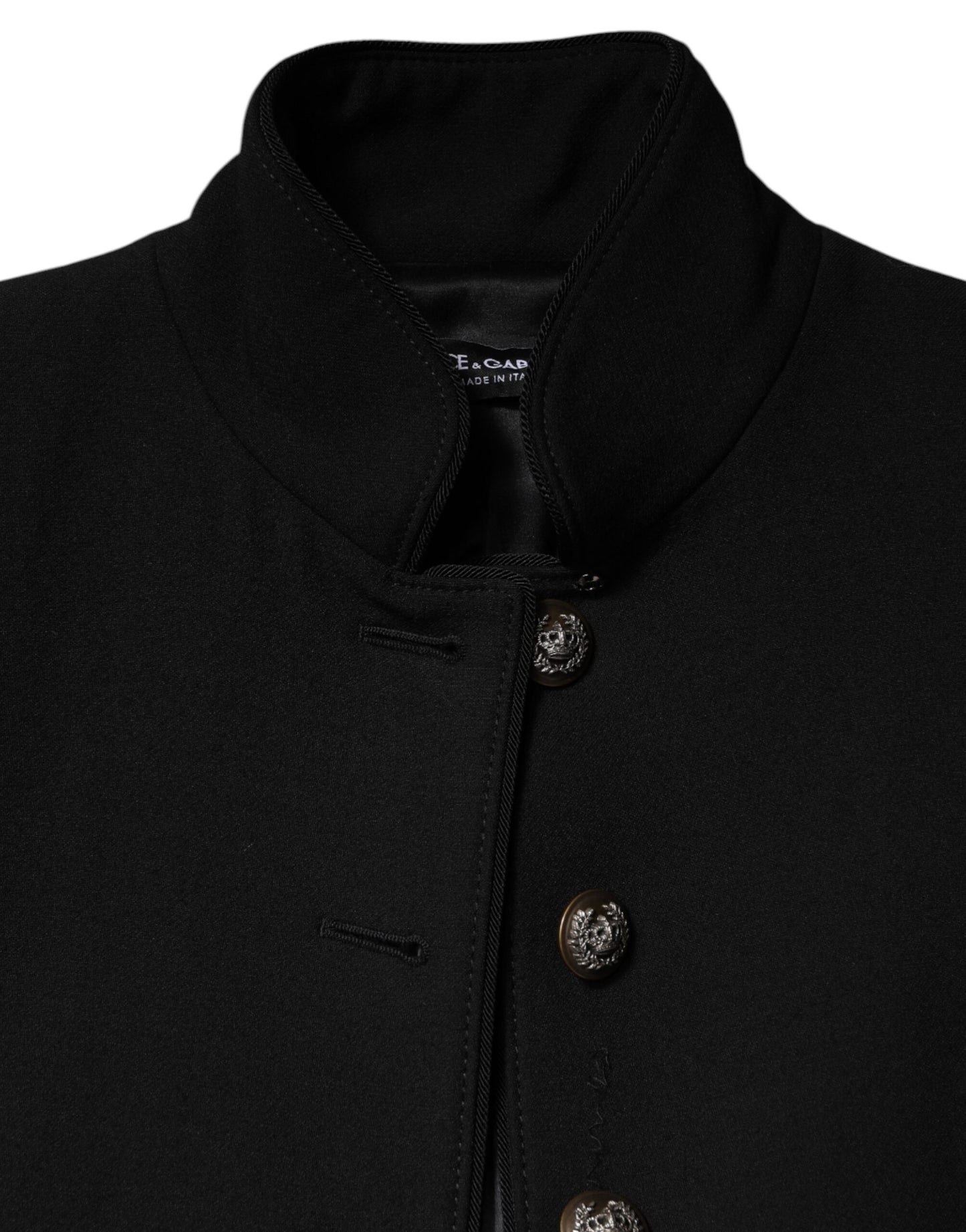 Dolce & Gabbana Trench-manteau noir en laine à simple boutonnage