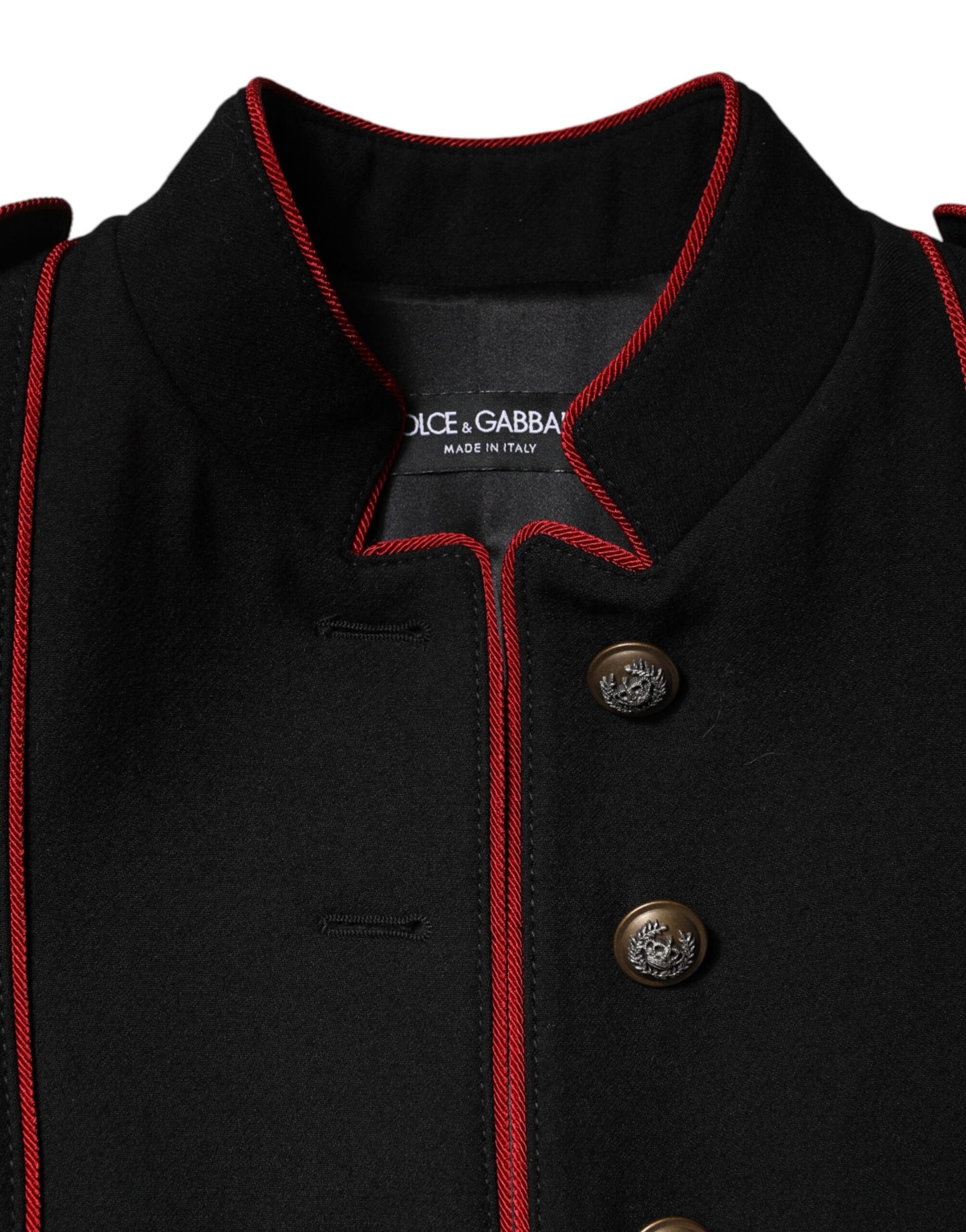 Dolce & Gabbana Trench-manteau noir en laine à simple boutonnage