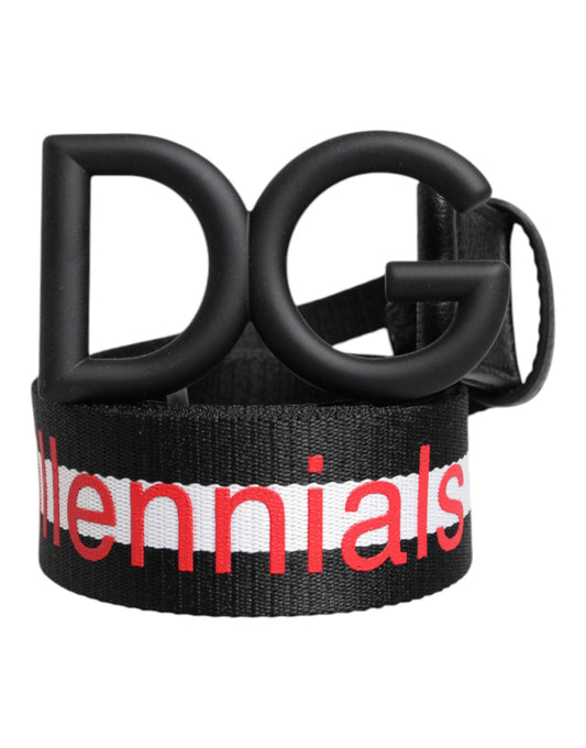 Dolce & Gabbana zwarte polyester DG-gespriem met logoprint