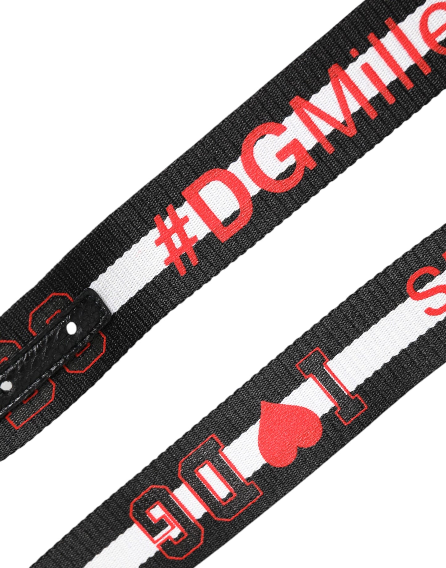 Ceinture en coton noir Dolce & Gabbana avec boucle DG et logo imprimé