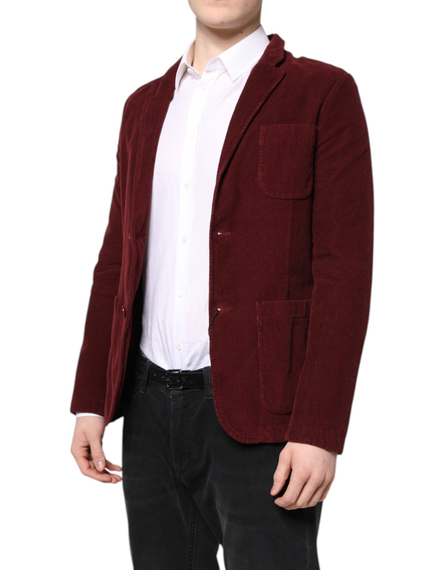 Veste blazer pour homme GF Ferre en velours côtelé marron, coupe droite.