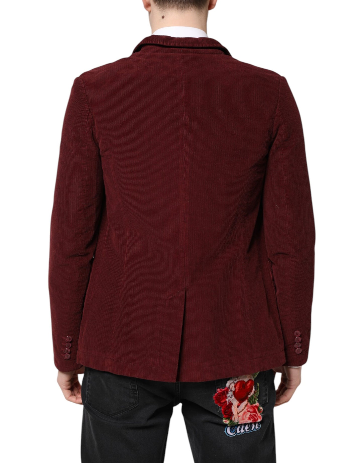 Veste blazer pour homme GF Ferre en velours côtelé marron, coupe droite.