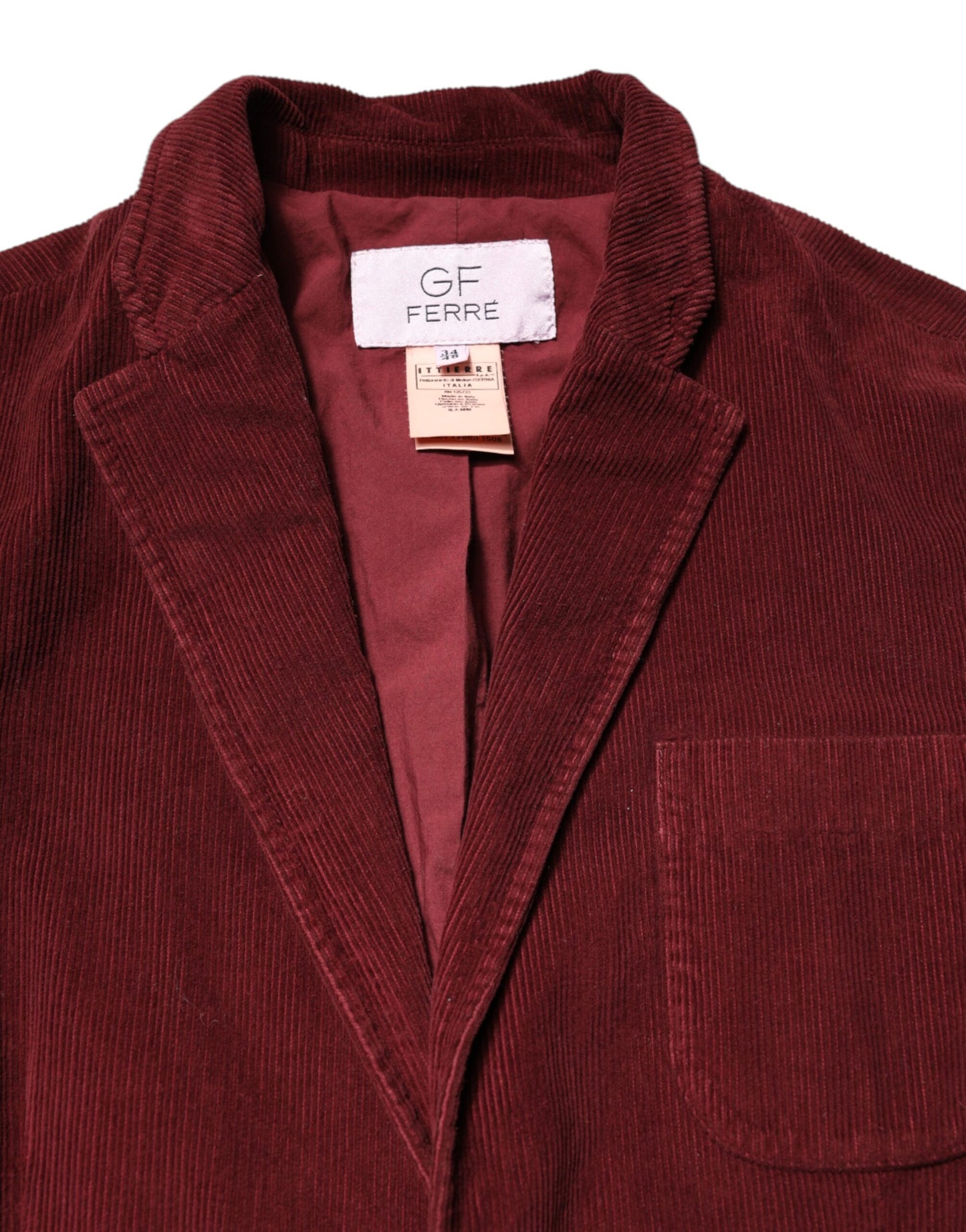 Veste blazer pour homme GF Ferre en velours côtelé marron, coupe droite.