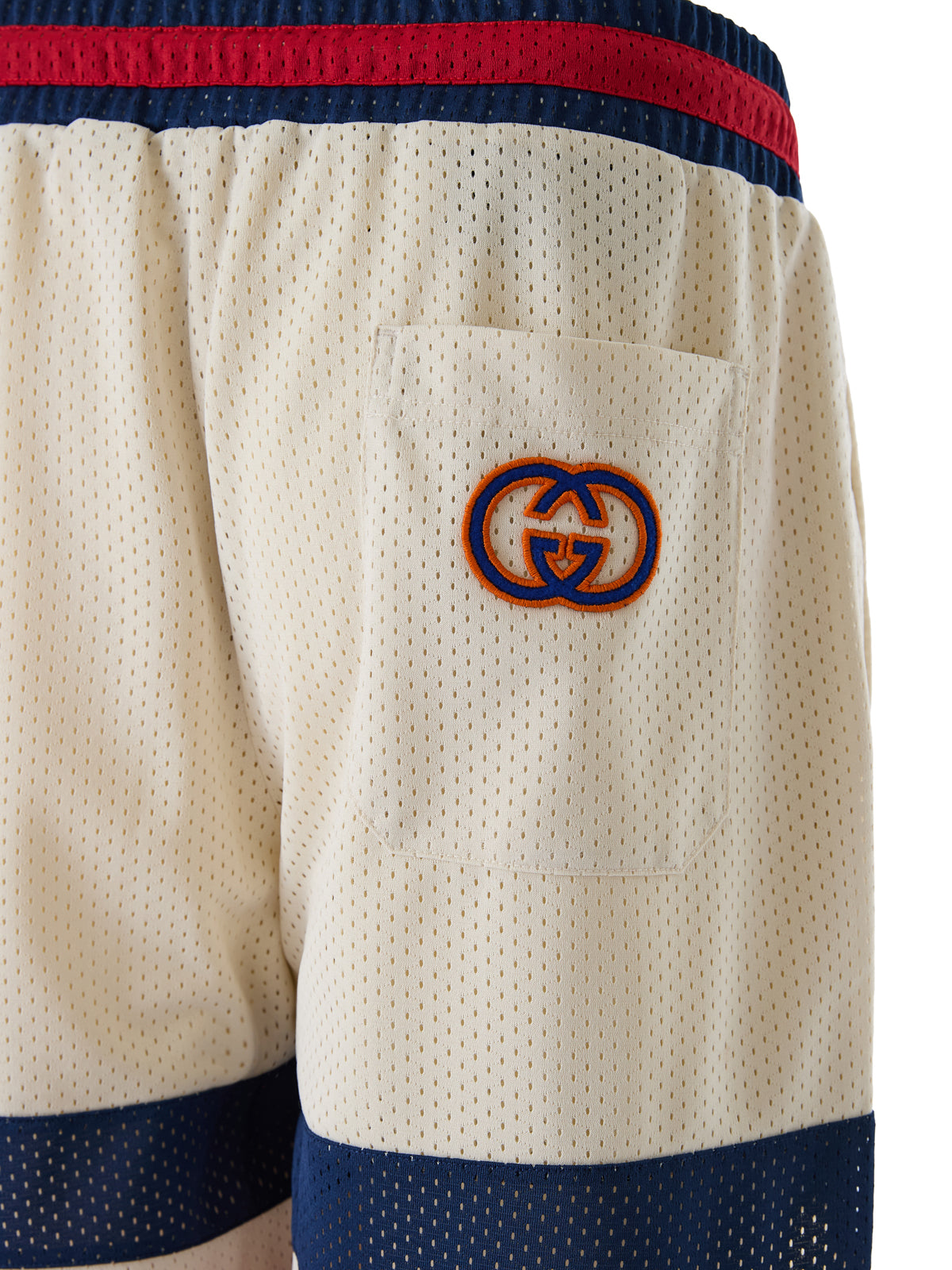 Shorts en polyester crème avec logo Gucci