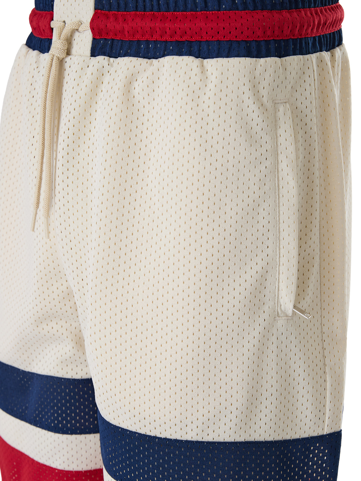 Shorts en polyester crème avec logo Gucci