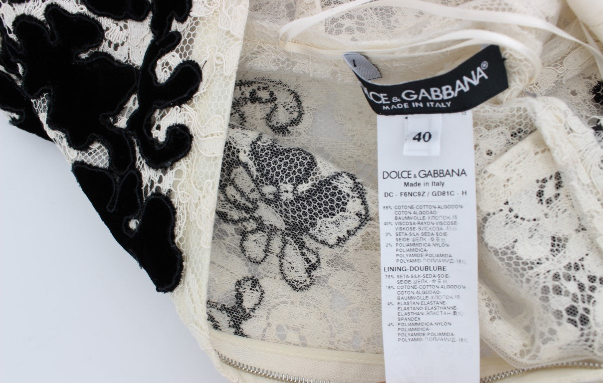 Robe longue maxi à volants en dentelle Ricamo à motifs floraux de Dolce & Gabbana