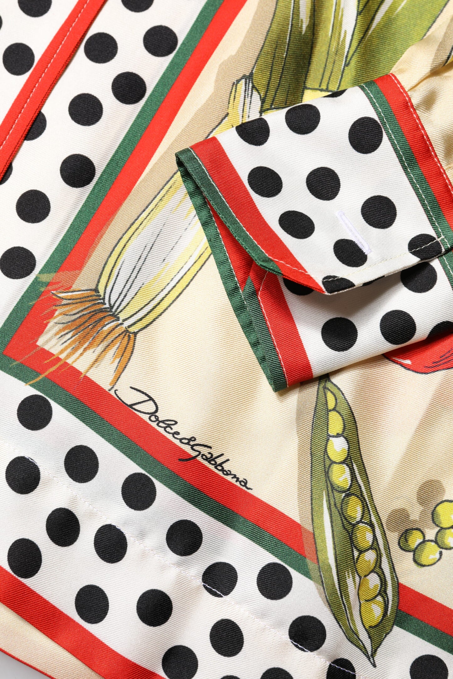 Top en soie à manches longues Dolce & Gabbana multicolore à motifs de légumes