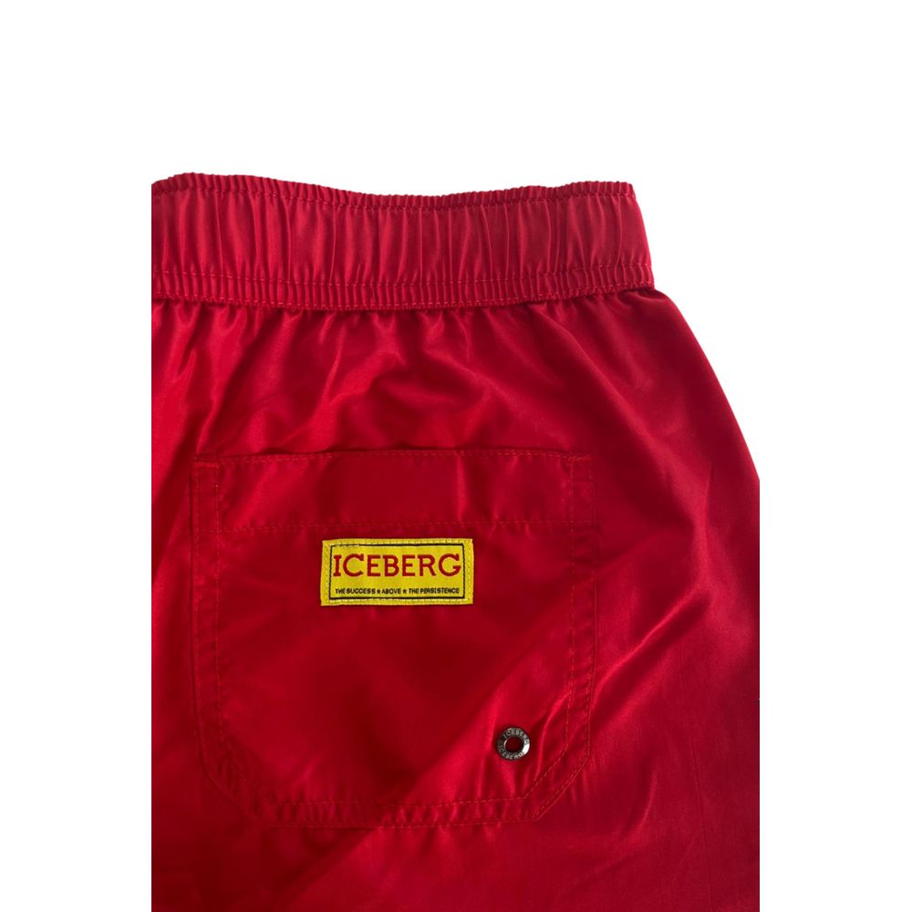 Short de bain pour homme en polyester rouge Iceberg