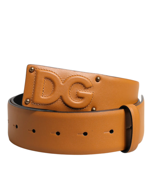 Dolce & Gabbana bruine leren gesp DG-logo reliëfriem