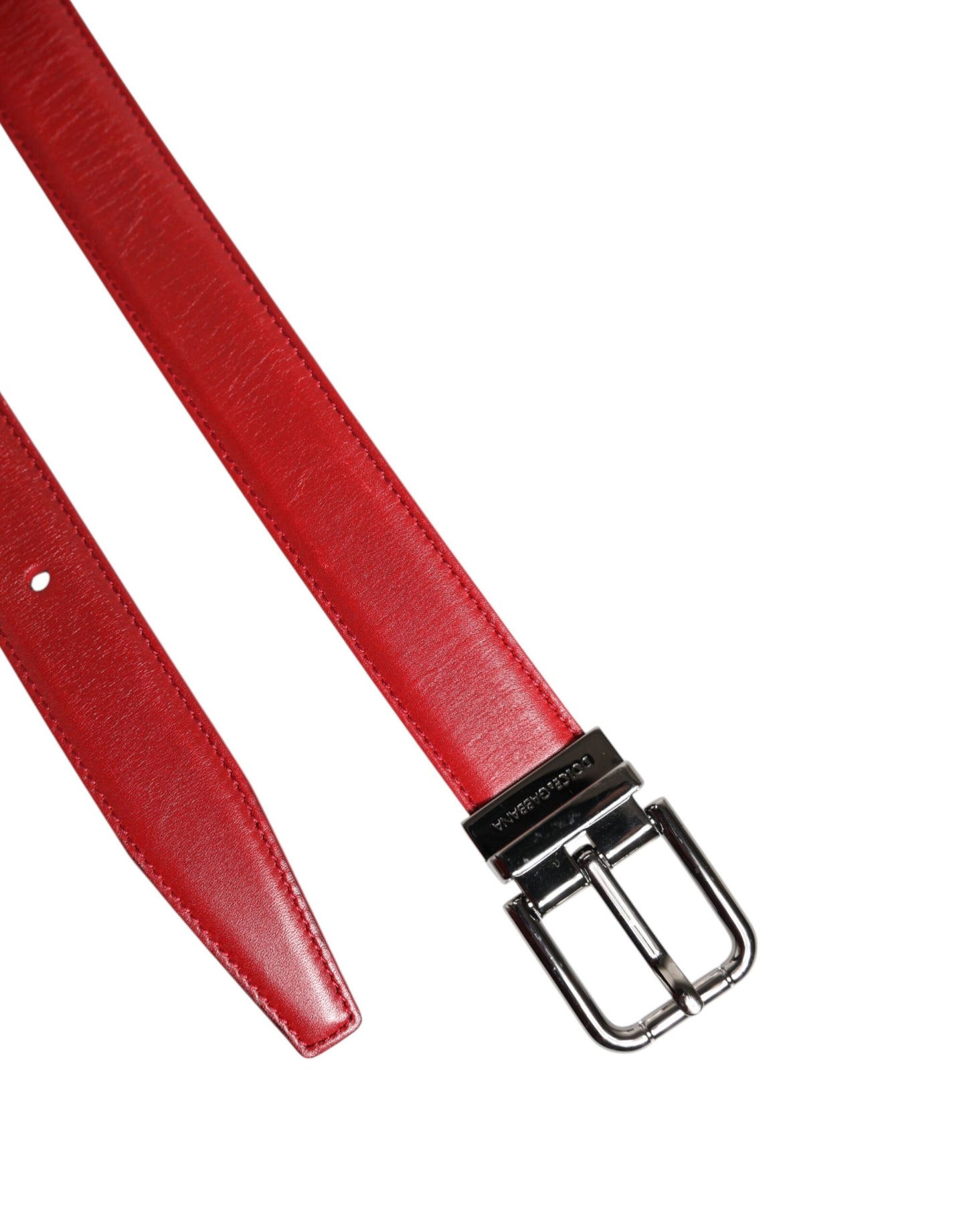 Ceinture Dolce & Gabbana en cuir rouge avec boucle en métal argenté