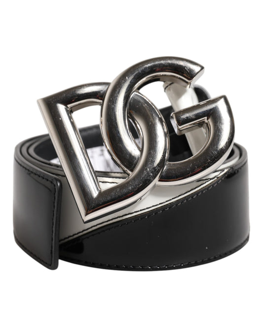 Dolce & Gabbana zwart-witte leren DG metalen gesp riem