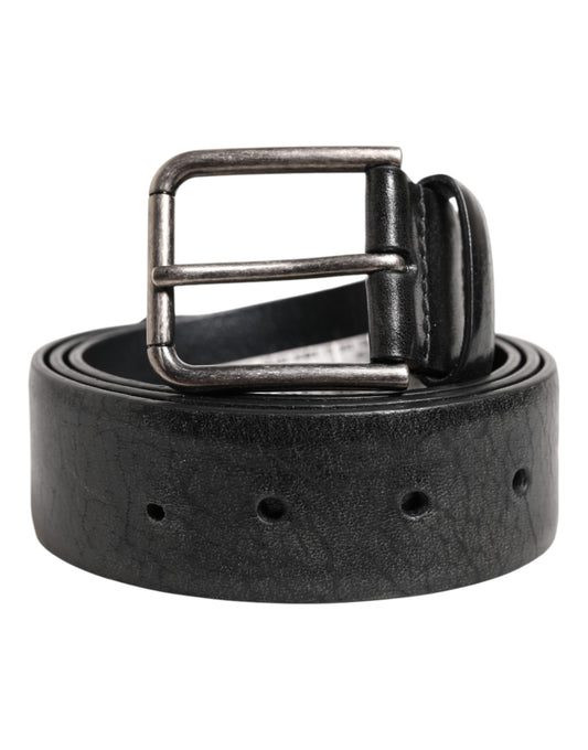 Dolce & Gabbana Zwarte Klassieke Leren Riem met Metalen Gesp