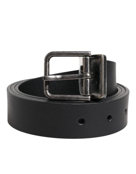 Dolce & Gabbana Zwarte Klassieke Leren Riem met Metalen Gesp