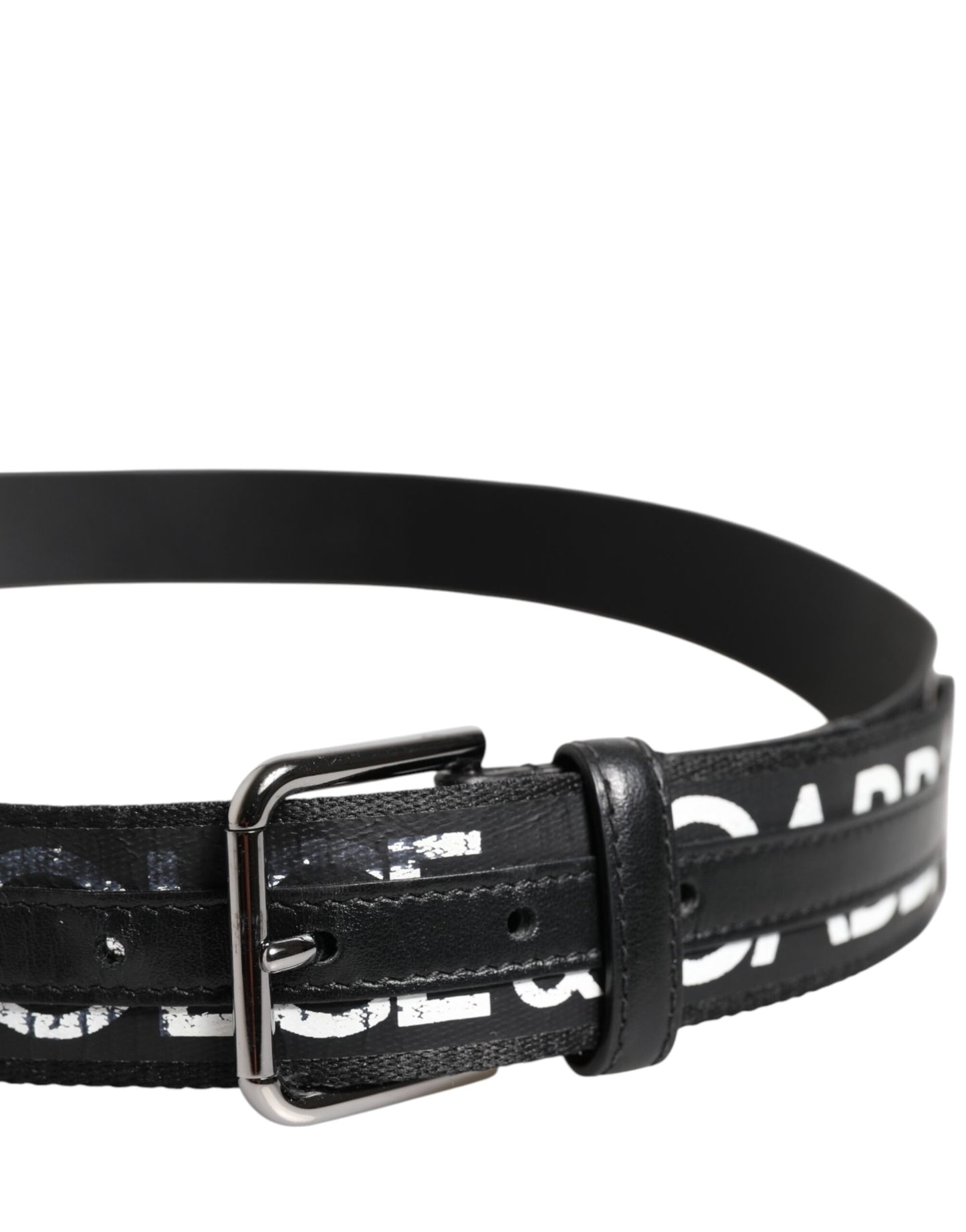 Dolce & Gabbana zwart-wit DG-logo riem met metalen gesp van messing