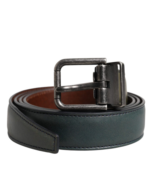 Dolce & Gabbana Groene Klassieke Leren Riem met Metalen Gesp