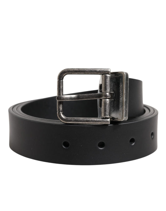 Dolce & Gabbana Zwarte Klassieke Leren Riem met Metalen Gesp