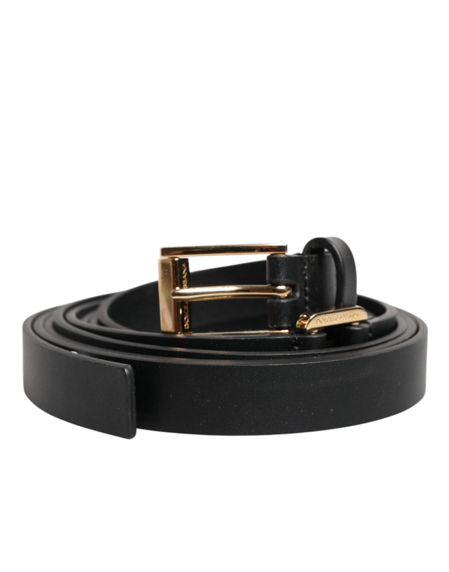 Dolce & Gabbana zwarte leren riem met dubbele band en gouden gesp