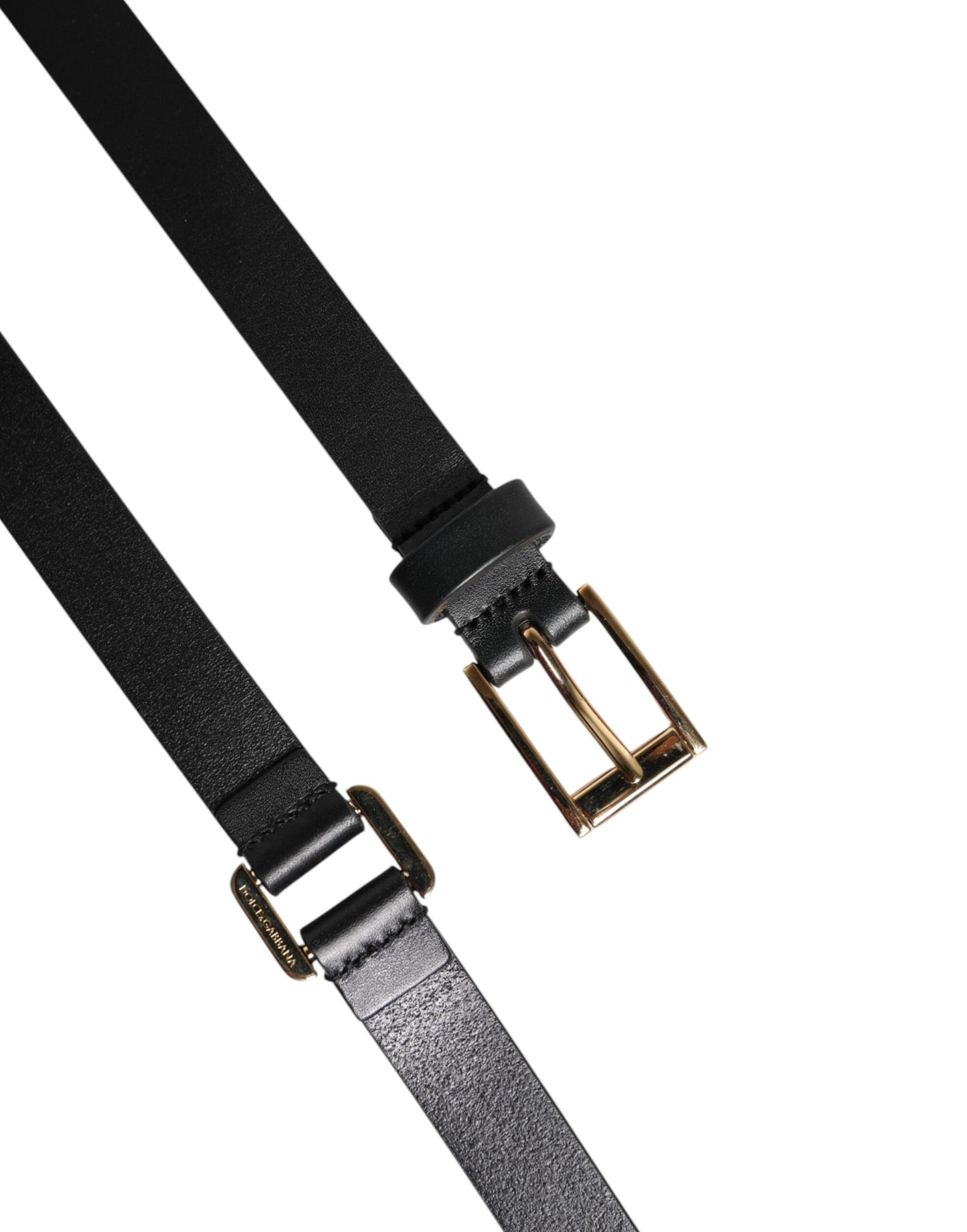 Dolce & Gabbana zwarte leren riem met dubbele band en gouden gesp