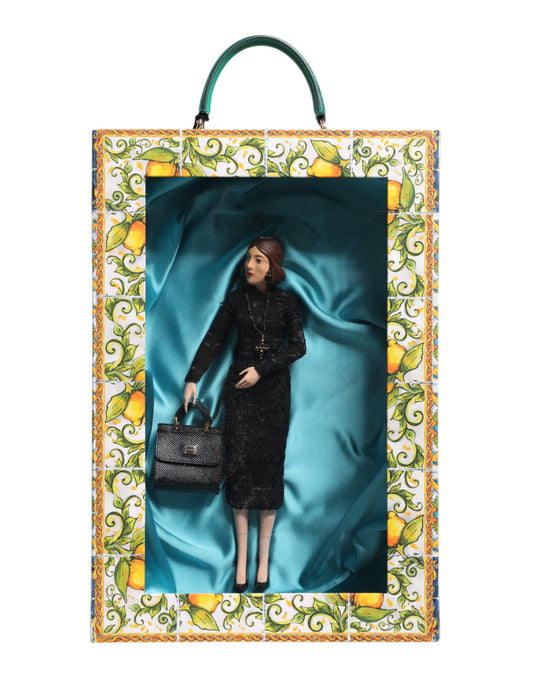 Dolce & Gabbana Zwarte Jurk MARIA Porseleinen Modeshow Leren Sicilië Poppen