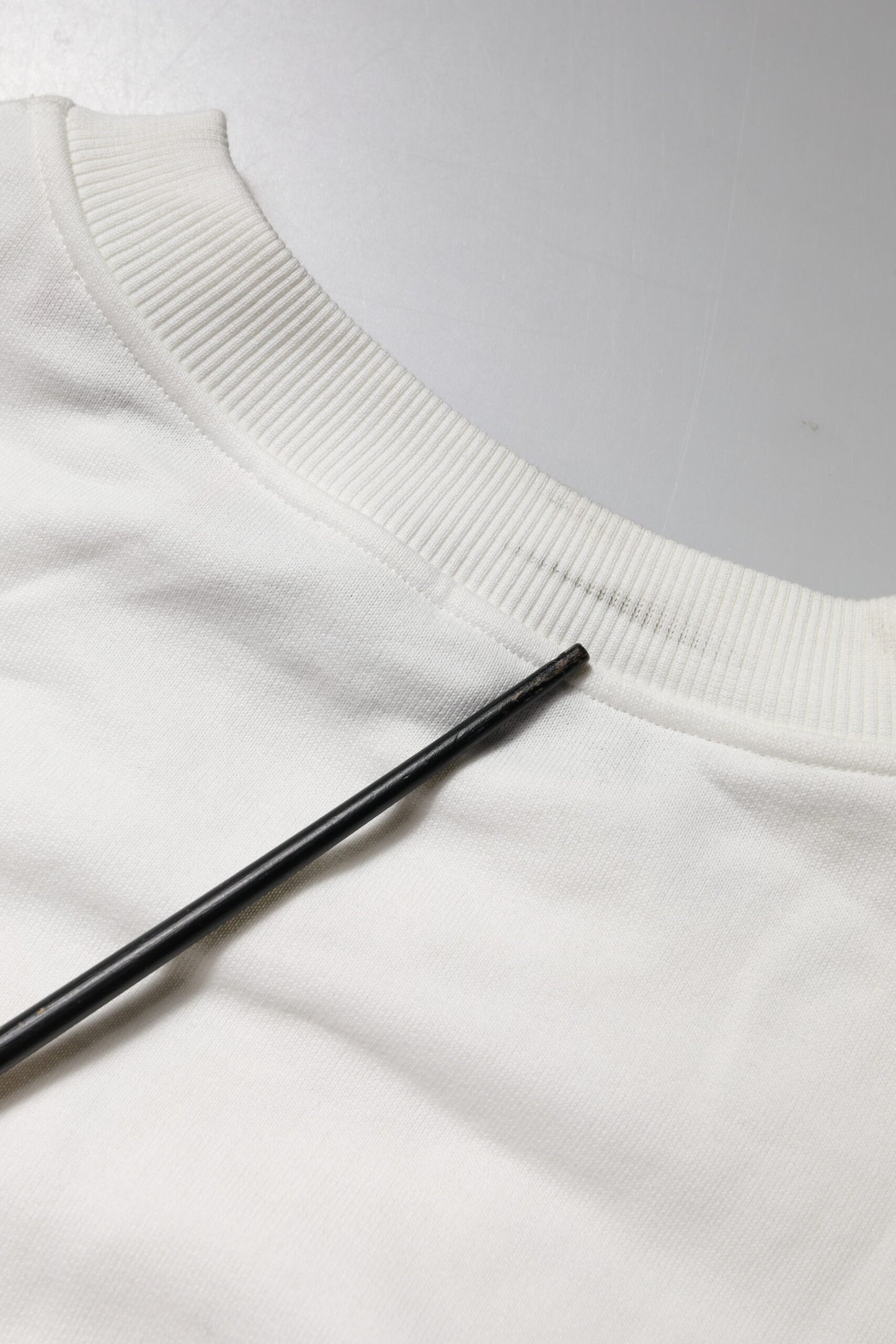 Dolce & Gabbana White Embossed Logo Cotton Crew Neck Sweater