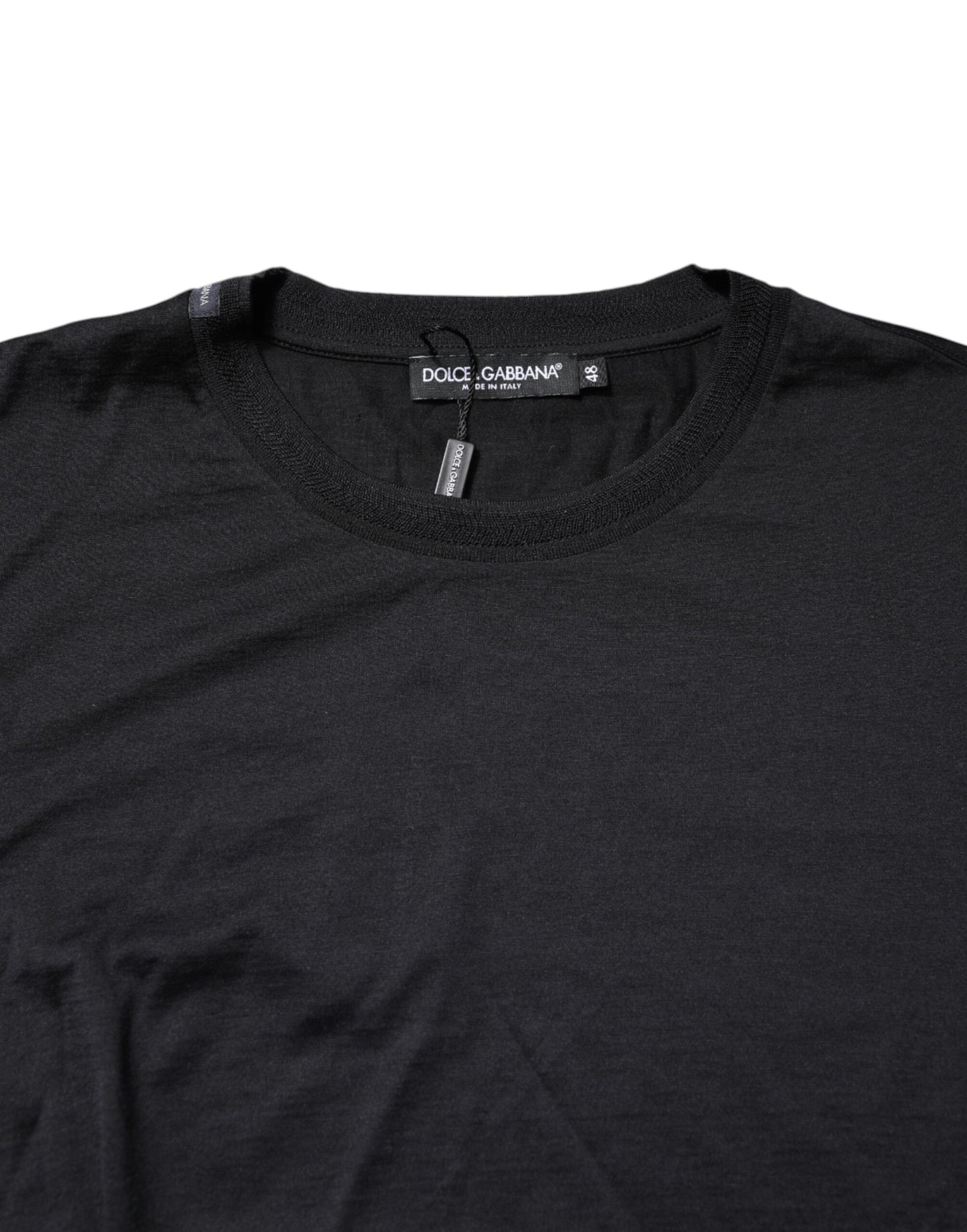 Dolce & Gabbana donkerblauwe zijden crewneck herenpullover