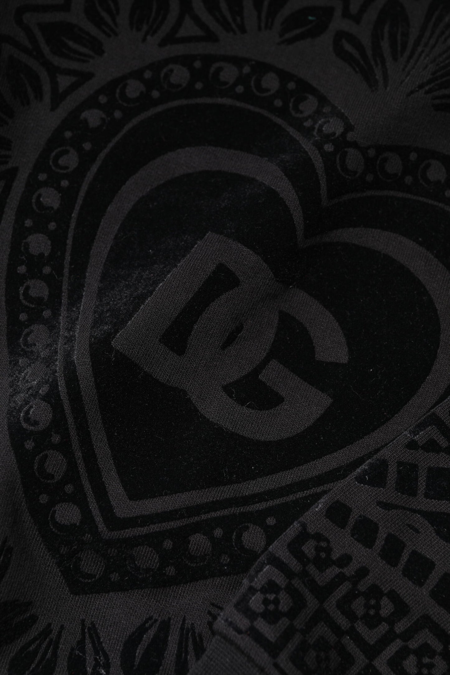 Pull en coton à col rond noir imprimé Dolce & Gabbana