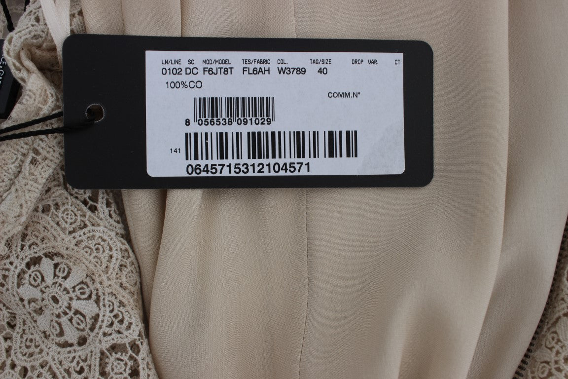 Robe-tailleur en coton beige Ricamo à découpes de Dolce & Gabbana