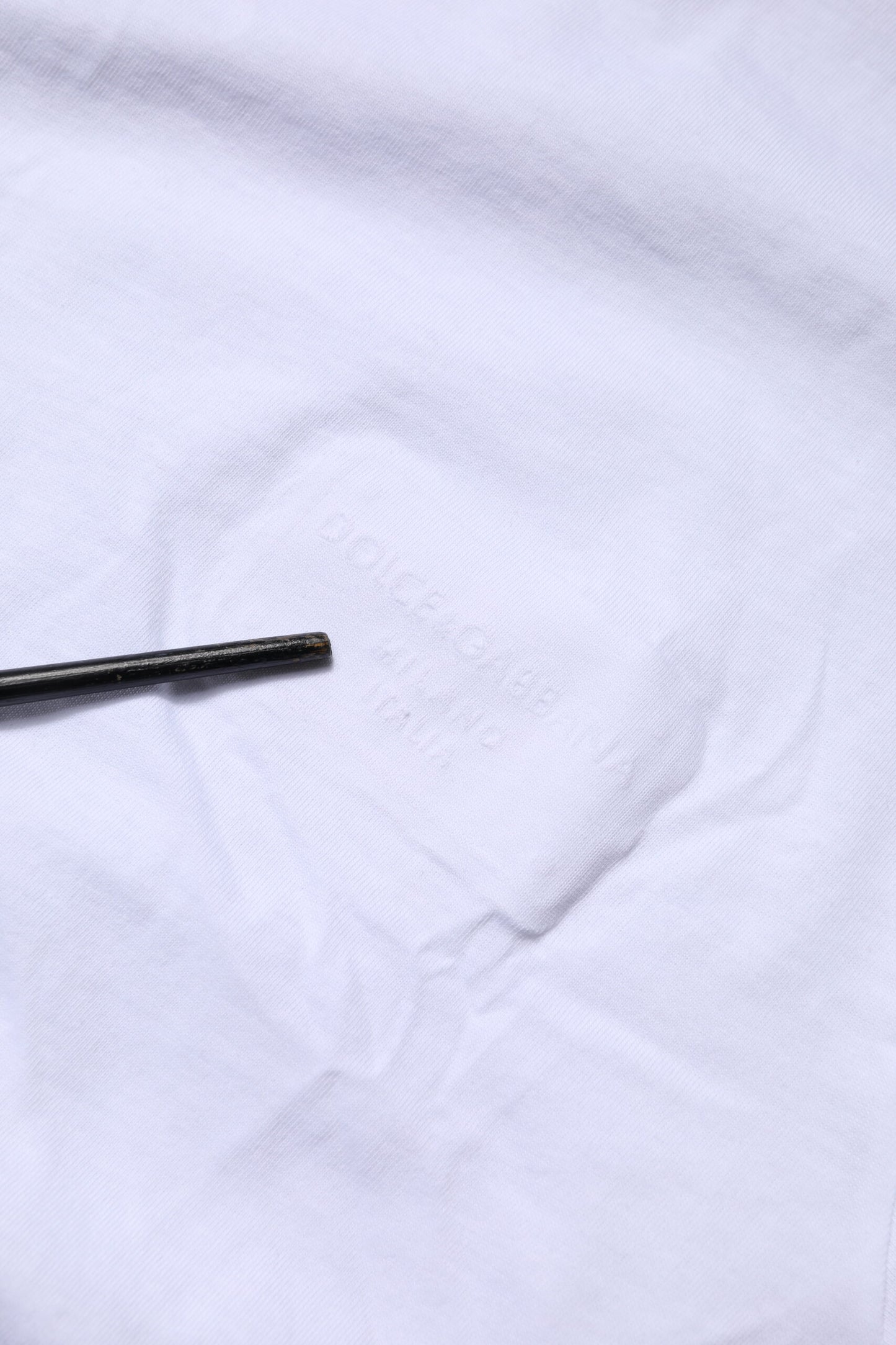 T-shirt à col rond en coton blanc avec logo et patch Dolce & Gabbana