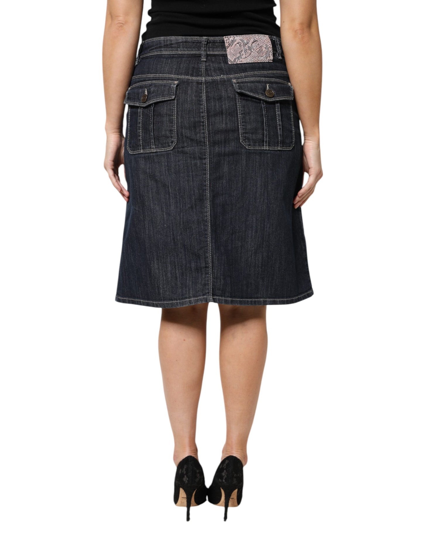 Ensemble décontracté Escada, haut et jupe en jean en coton mélangé noir.