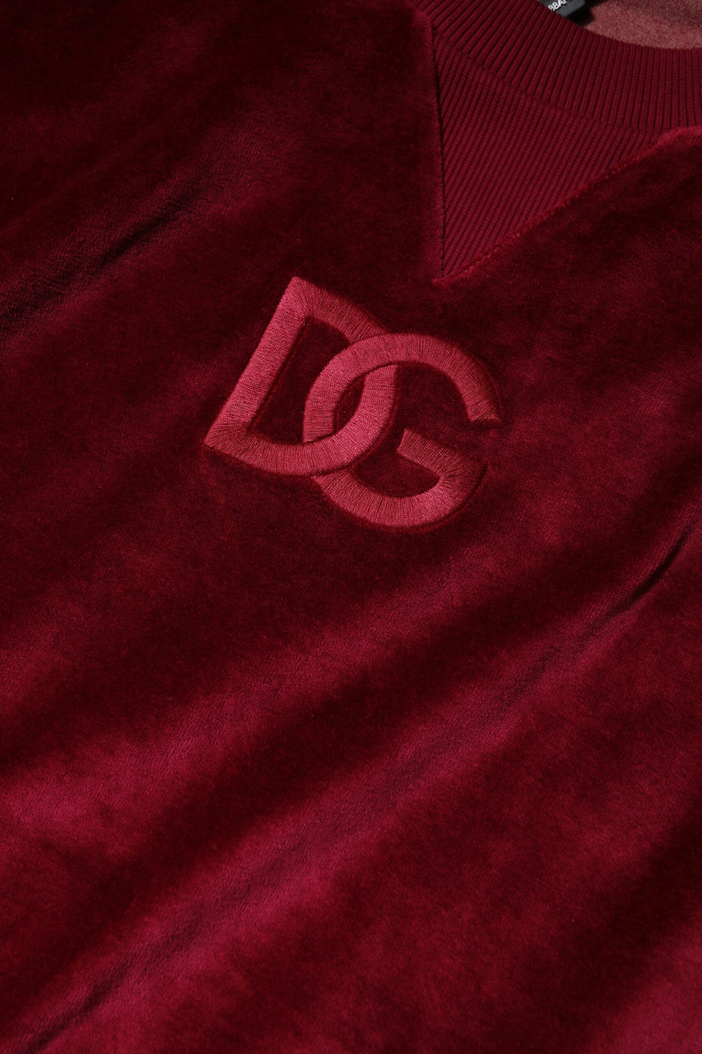 Pull en velours rouge en coton à col rond de Dolce & Gabbana