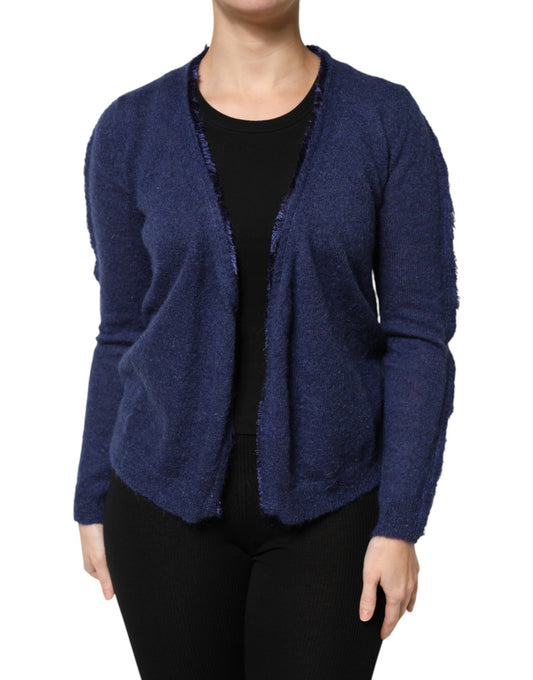 Ballantyne donkerblauwe, lange mouwen, overjas-achtige cardigan-trui