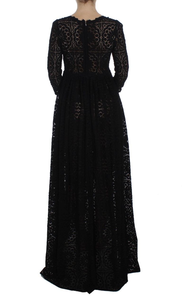 Robe Maxi Tricotée Noire Ricamo de Dolce & Gabbana