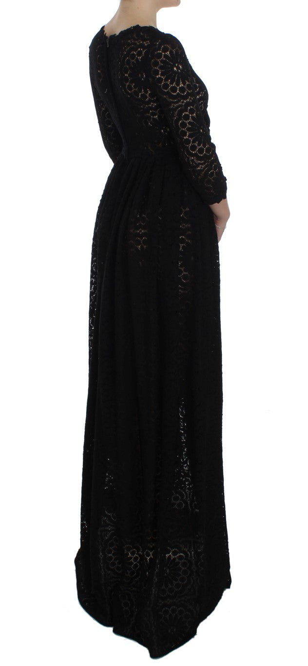 Robe Maxi Tricotée Noire Ricamo de Dolce & Gabbana