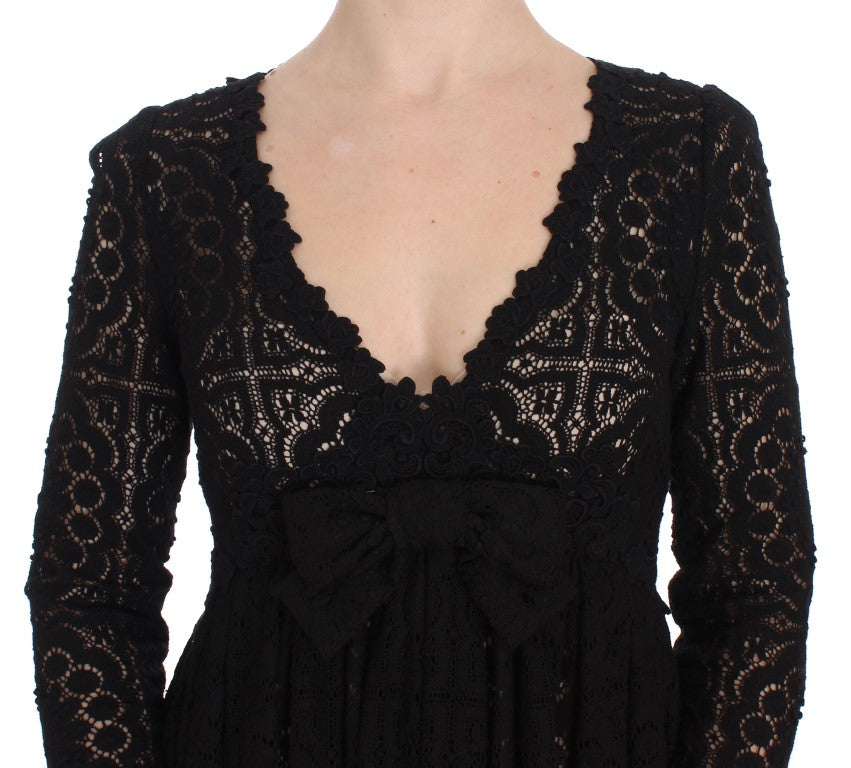 Robe Maxi Tricotée Noire Ricamo de Dolce & Gabbana