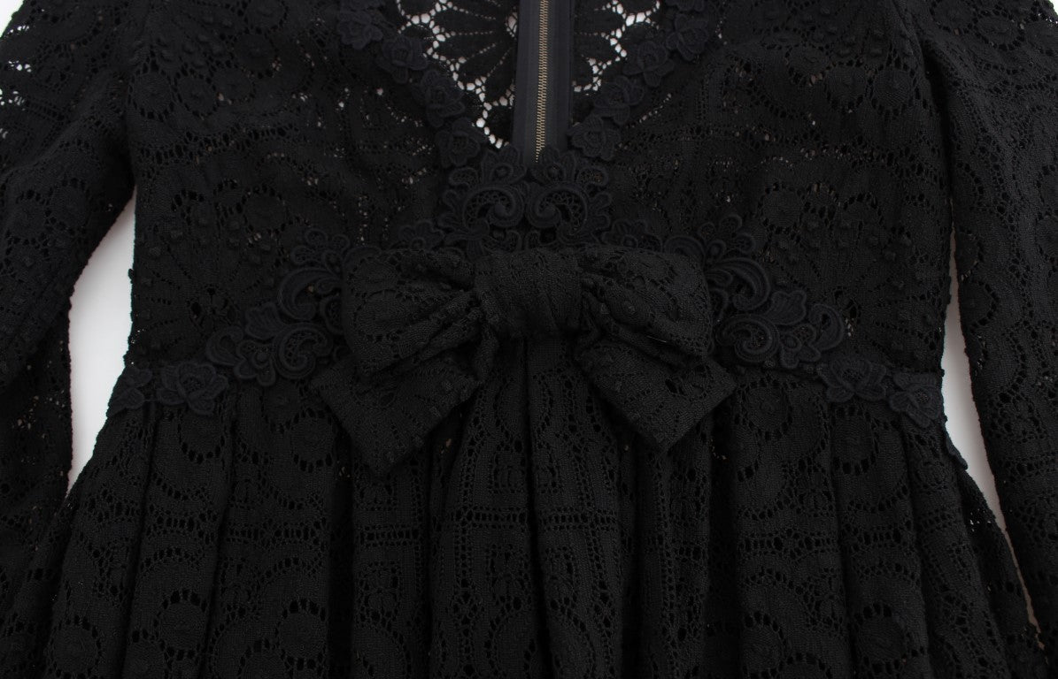 Robe Maxi Tricotée Noire Ricamo de Dolce & Gabbana