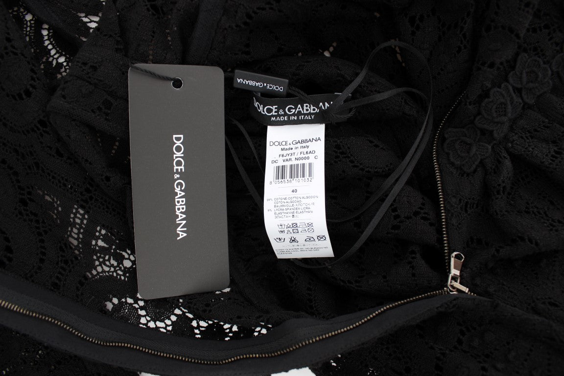 Robe Maxi Tricotée Noire Ricamo de Dolce & Gabbana