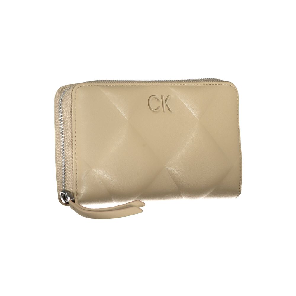 Portefeuille RFID beige élégant à compartiments multiples Calvin Klein