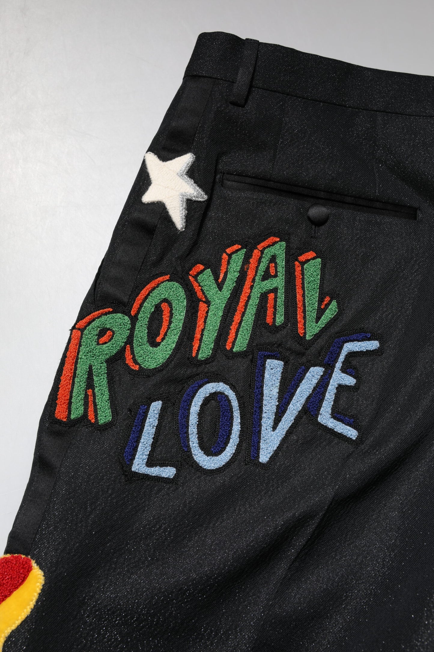 Pantalon homme noir à broderies graphiques Dolce & Gabbana