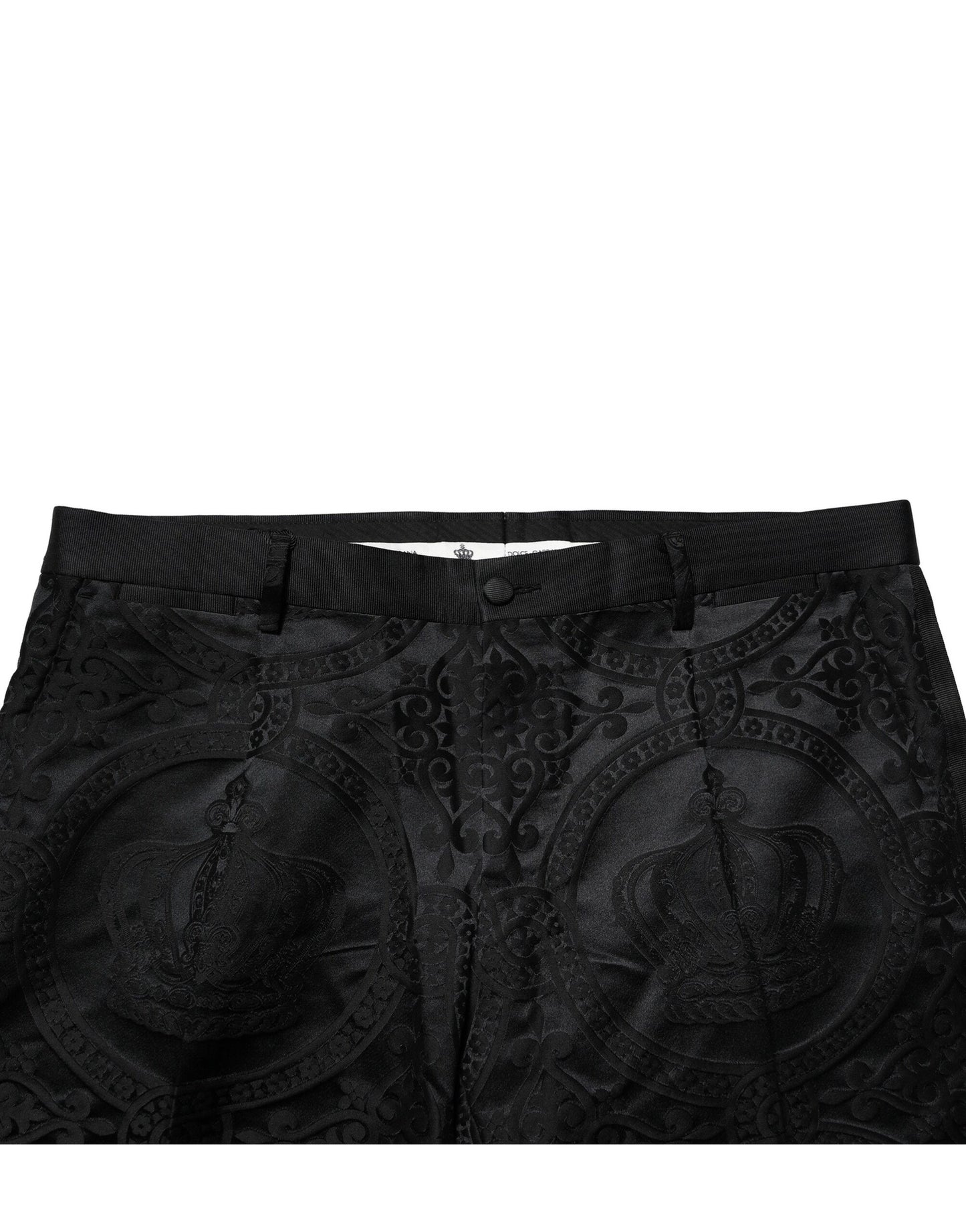 Pantalon-robe en coton noir avec couronne DG de Dolce & Gabbana
