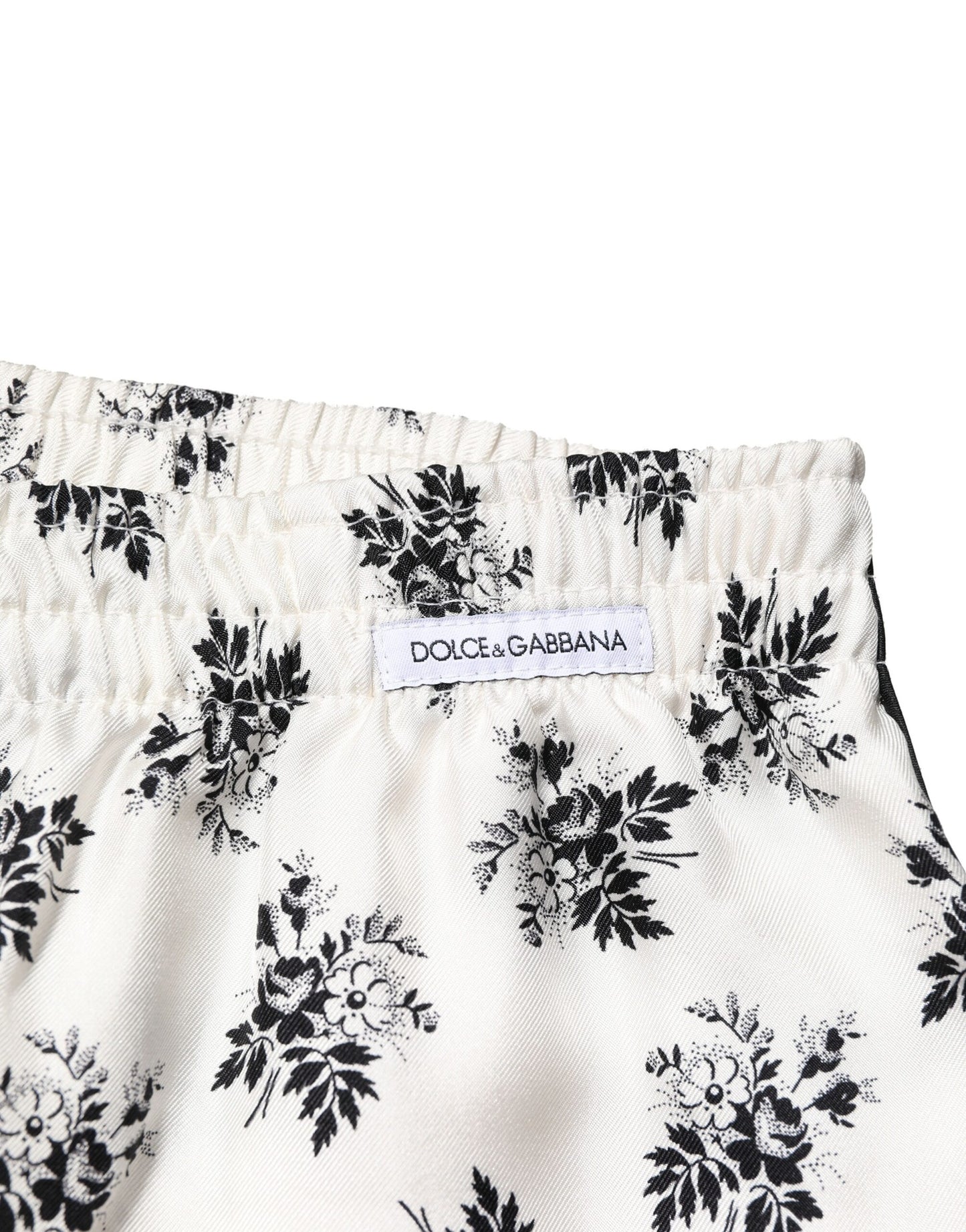 Dolce & Gabbana witte, bloemige zijden casual loungbroek