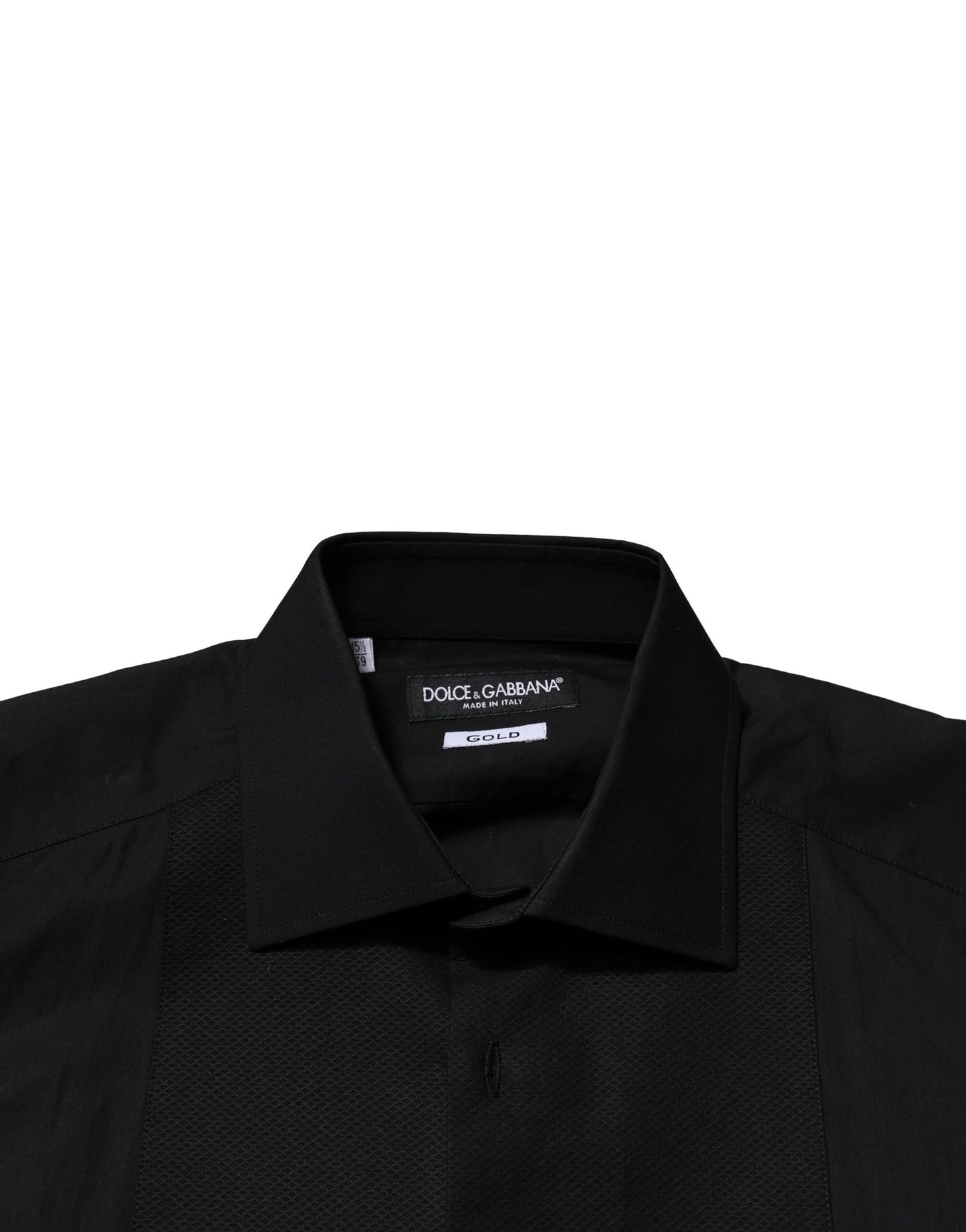 Chemise habillée à manches longues noire et dorée Dolce & Gabbana