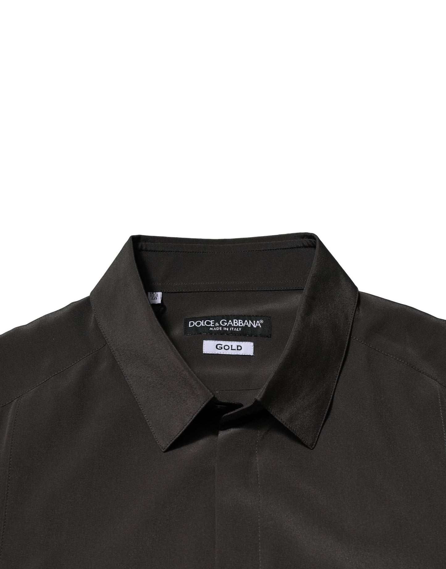Chemise habillée pour homme en soie marron foncé dorée Dolce & Gabbana
