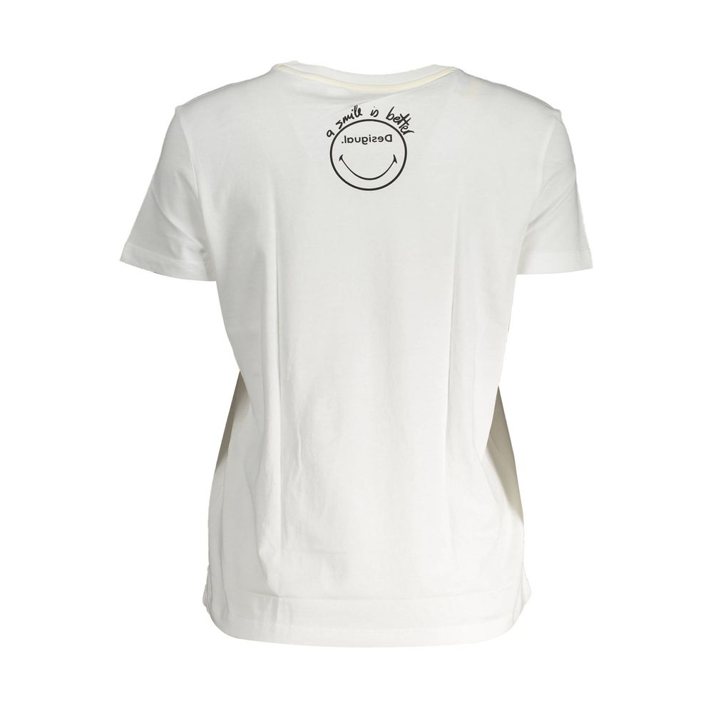 T-shirt blanc en coton pour femme Desigual