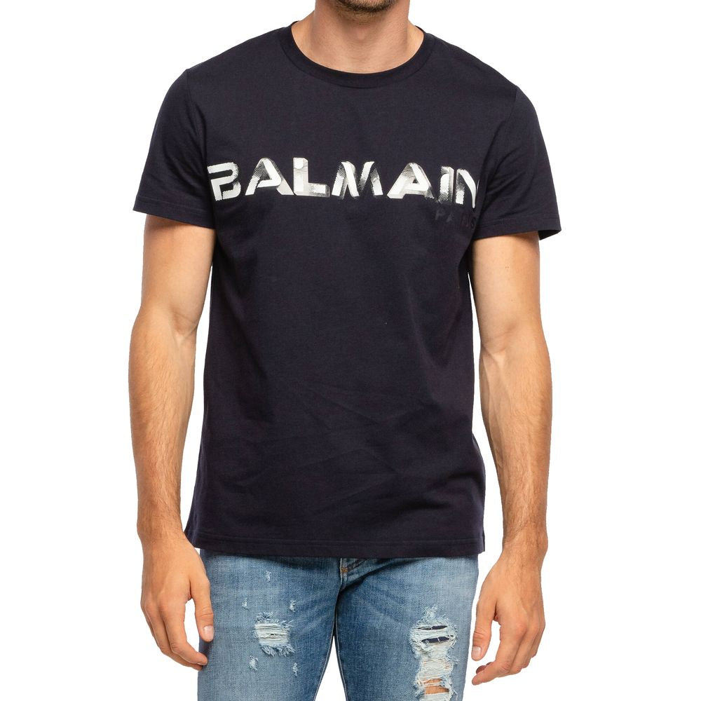 T-shirt en coton bleu Balmain