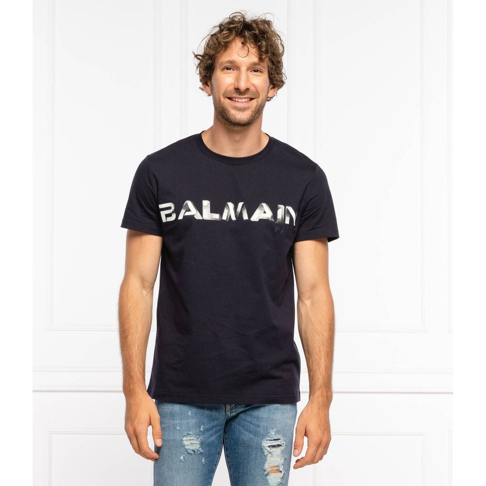 T-shirt en coton bleu Balmain