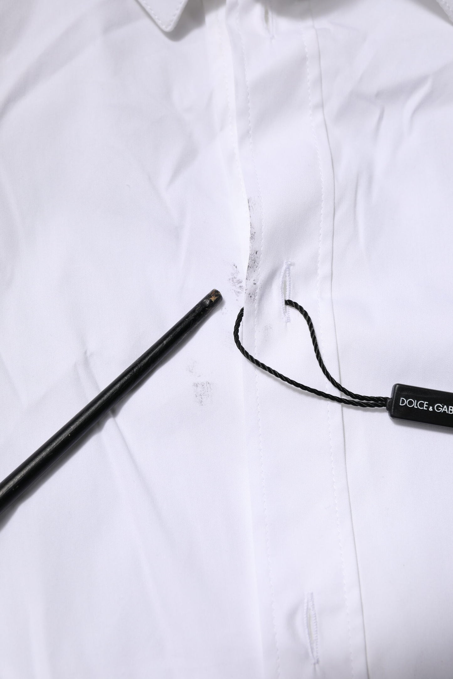 Chemise habillée à manches longues en coton blanc doré de Dolce & Gabbana