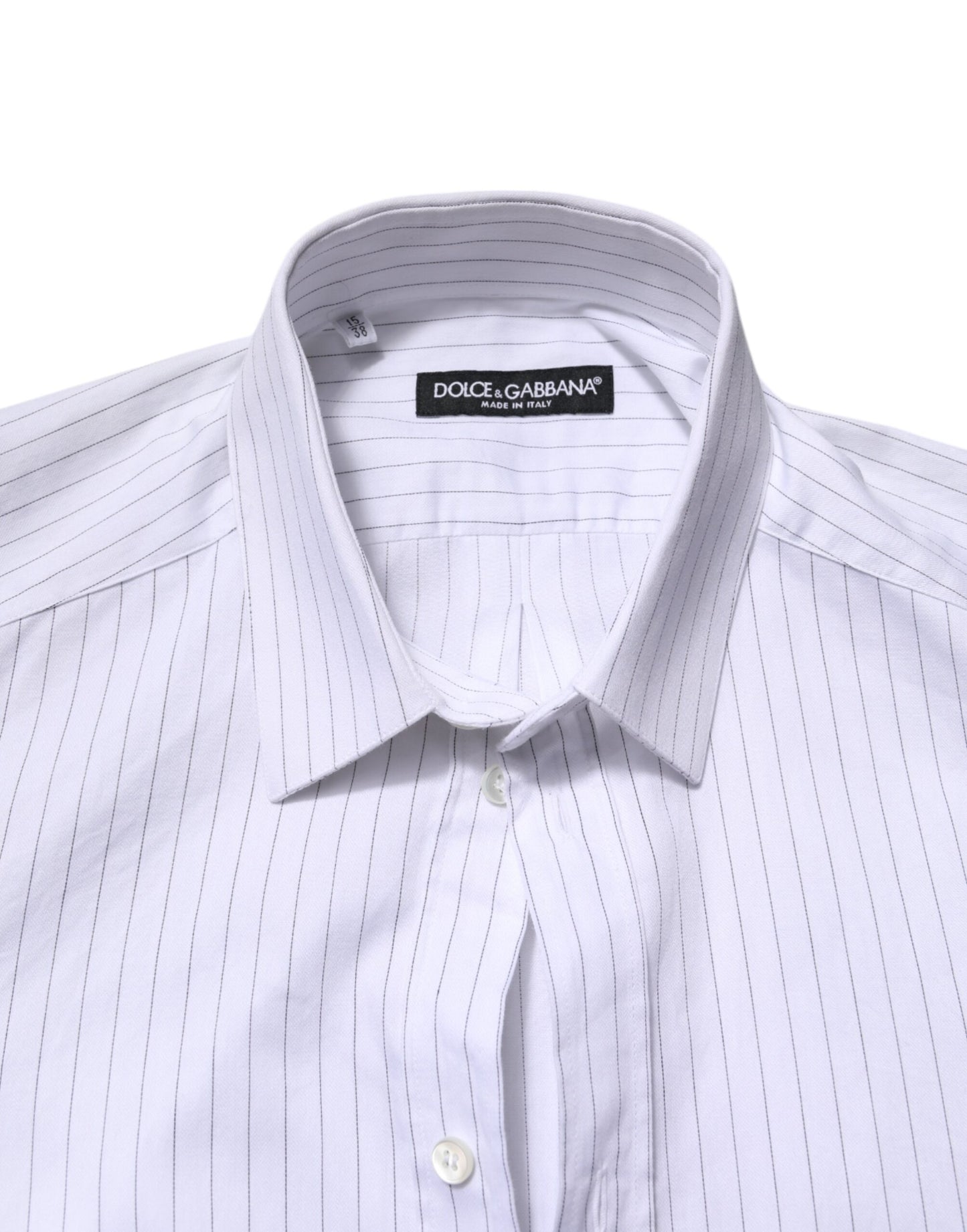 Chemise habillée à manches longues en coton rayé blanc de Dolce & Gabbana