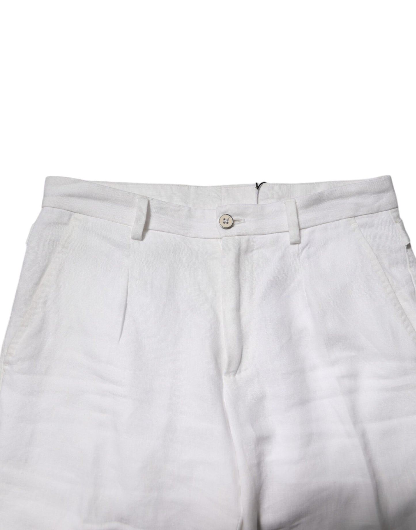 Pantalon court en lin blanc taille mi-hauteur Dolce & Gabbana